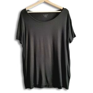 HOLT RENFREW Extrafine Superwashed Black Short Sleeve Tee Soft T-shirt Top Sz L